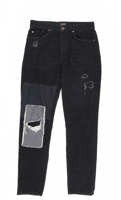 Boohoo Men's Black Denim Jeans Size 32 Distressed