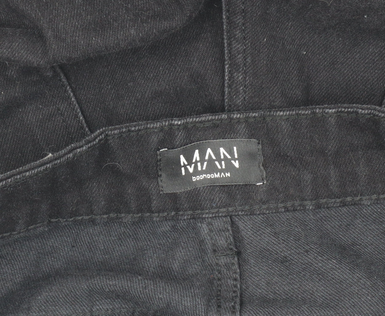 Boohoo Men's Black Denim Jeans Size 32 Distressed