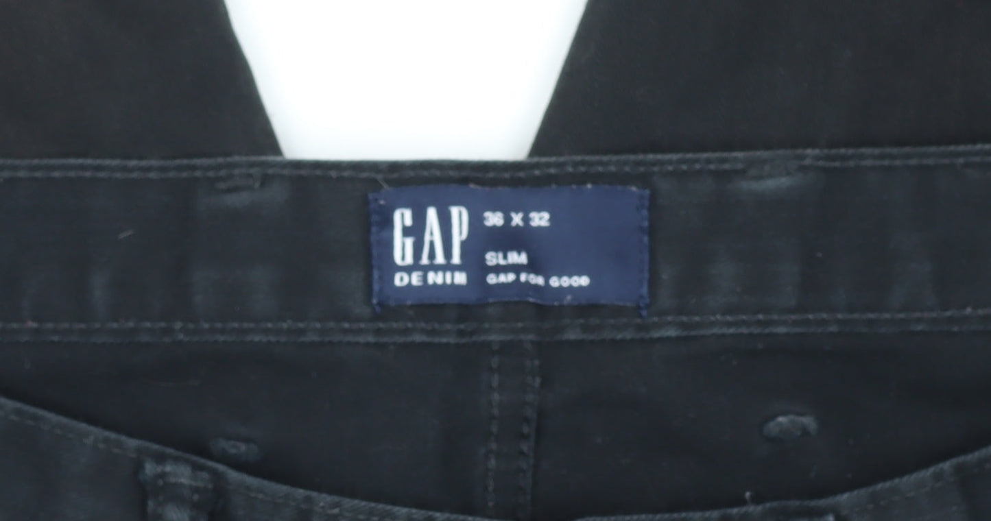 GAP Men's Black Slim Jeans, Size 36, Dark Wash