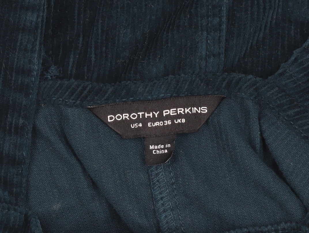 Dorothy Perkins Women's Blue Corduroy Pinafore Dress, Size 8