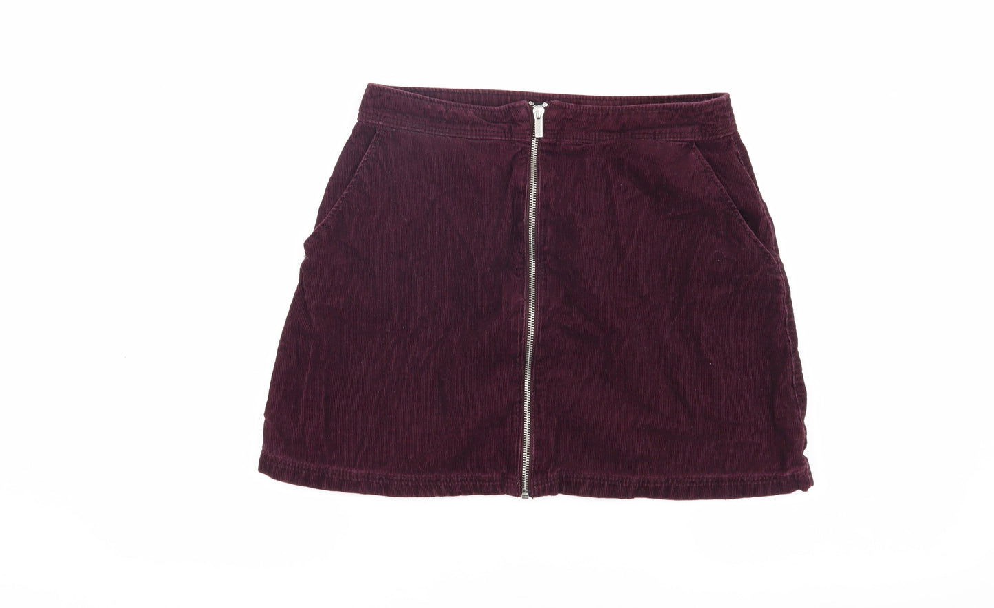 New Look Women's Red Corduroy Zip Skirt Size 10