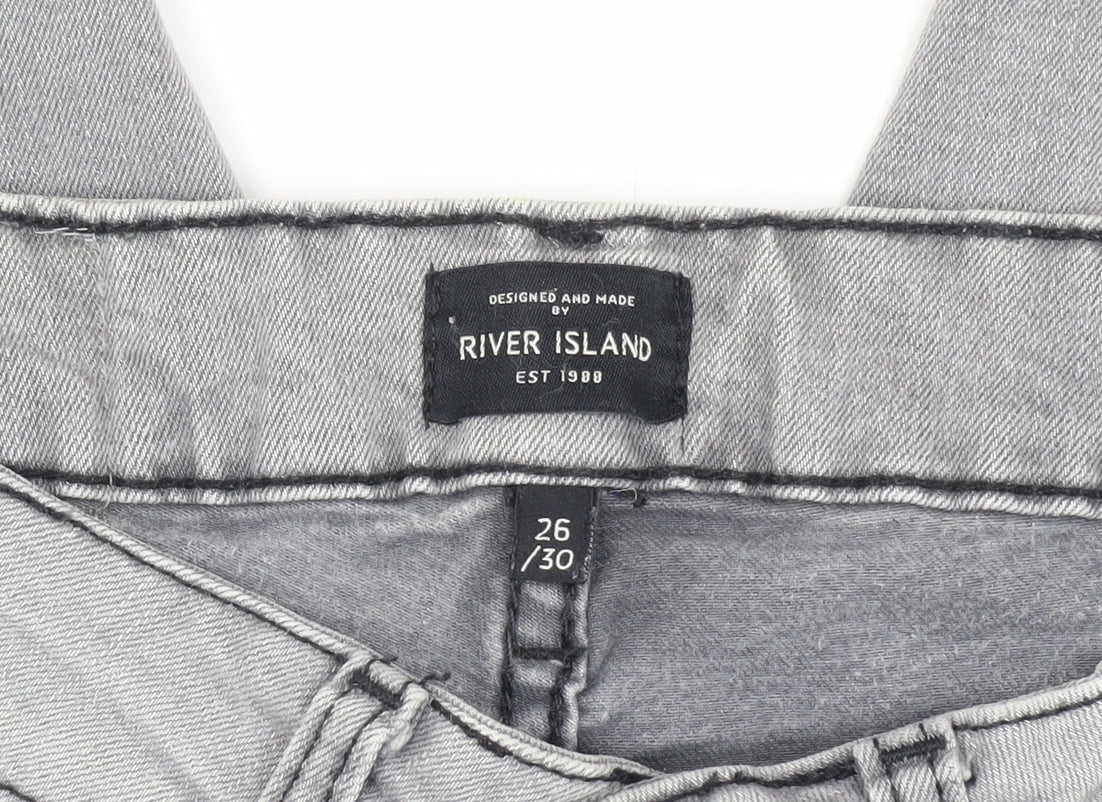 Mens UK Size 26 River Island Slim Fit Skinny Grey Jeans