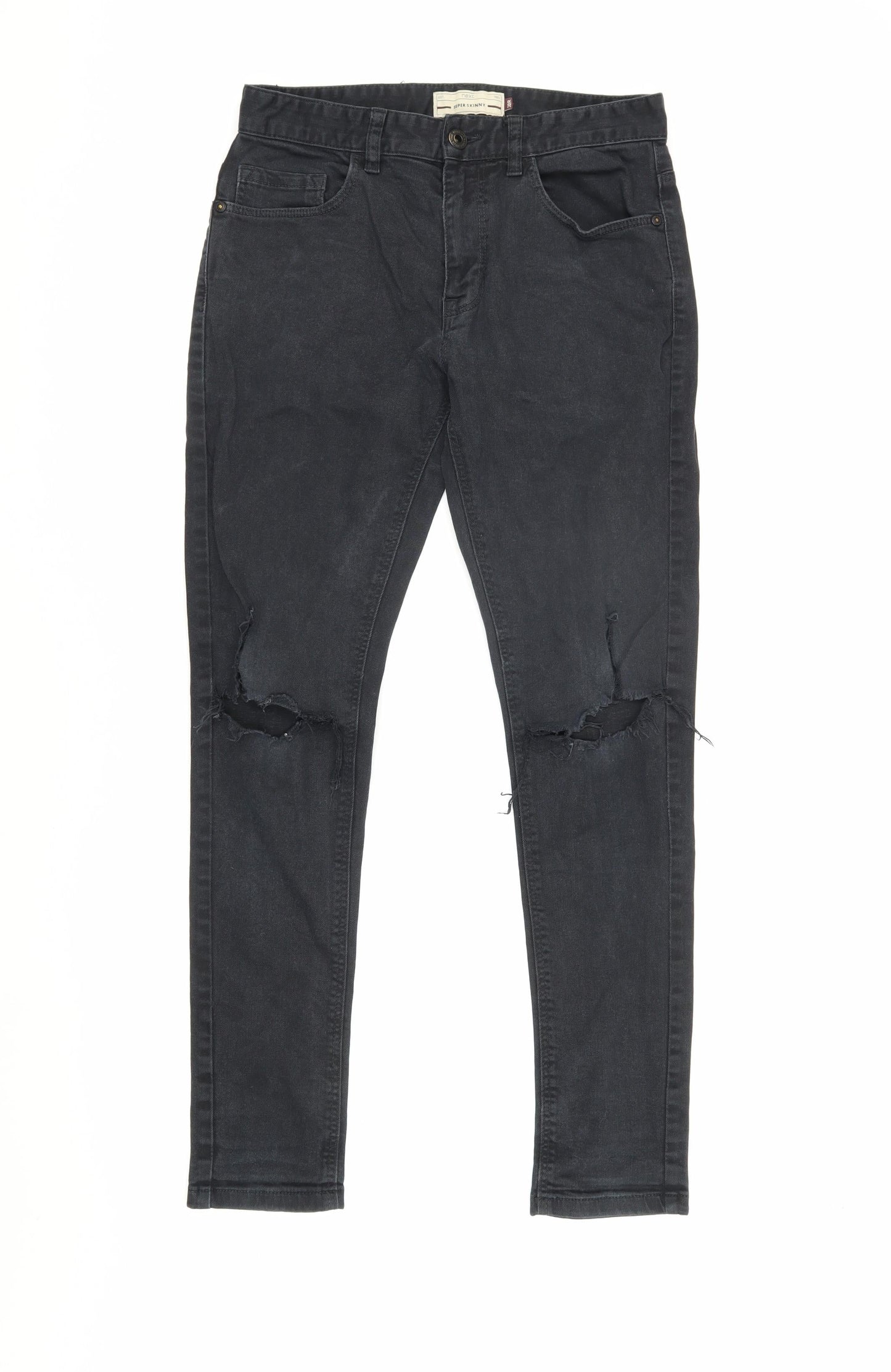 Next Men's Black Super Skinny Distressed Jeans