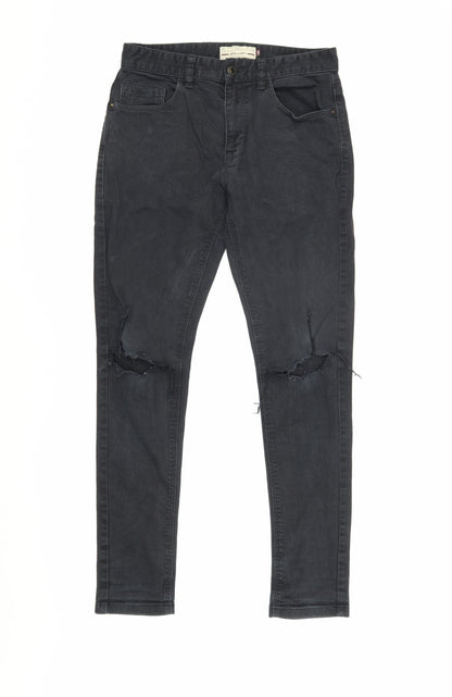 Next Men's Black Super Skinny Distressed Jeans