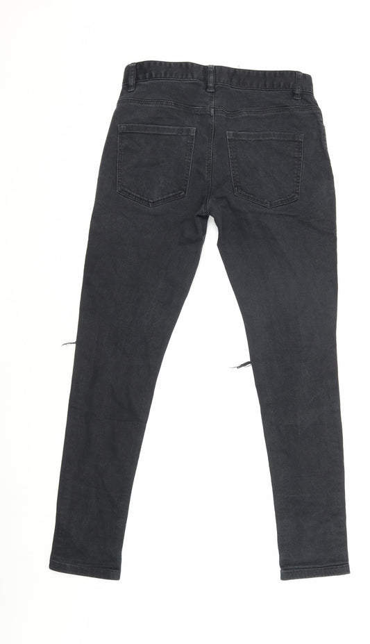 Next Men's Black Super Skinny Distressed Jeans