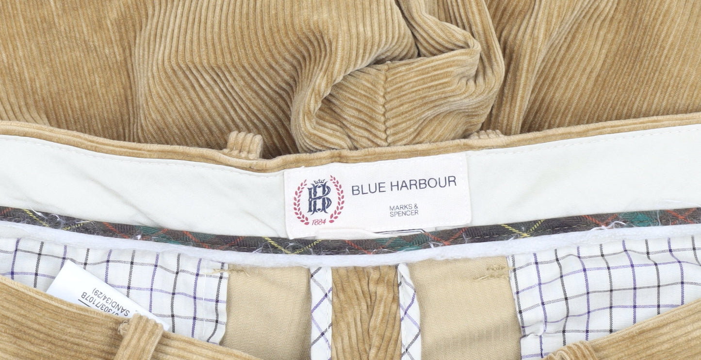 Marks and Spencer Men's Beige Corduroy Trousers 34R