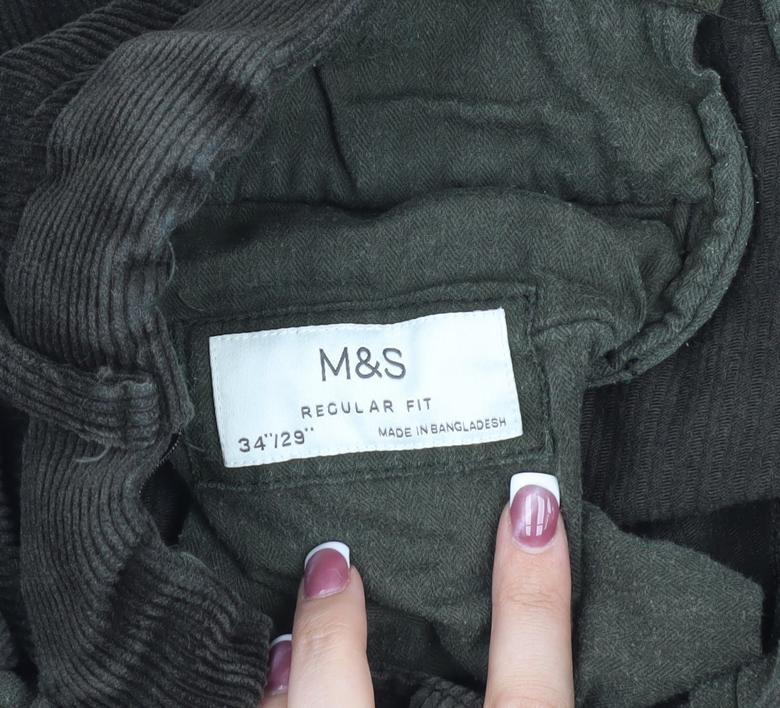 Marks and Spencer Men's Black Corduroy Trousers