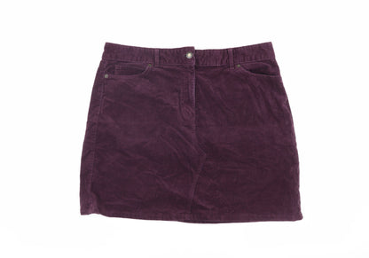 Marks and Spencer Women's Purple Corduroy Skirt, Size 14