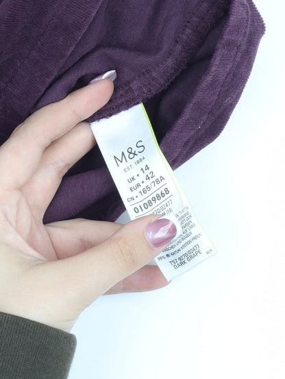Marks and Spencer Women's Purple Corduroy Skirt, Size 14