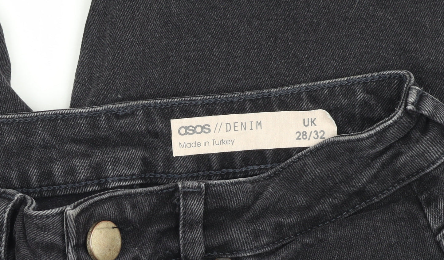 ASOS Men’s Black Distressed Straight Jeans, Size 28/32