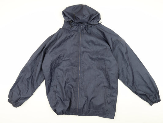 Mens UK Size L Outdoor Sportswear Blue Windbreaker Coat