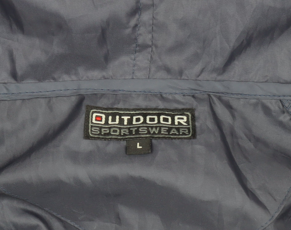 Mens UK Size L Outdoor Sportswear Blue Windbreaker Coat