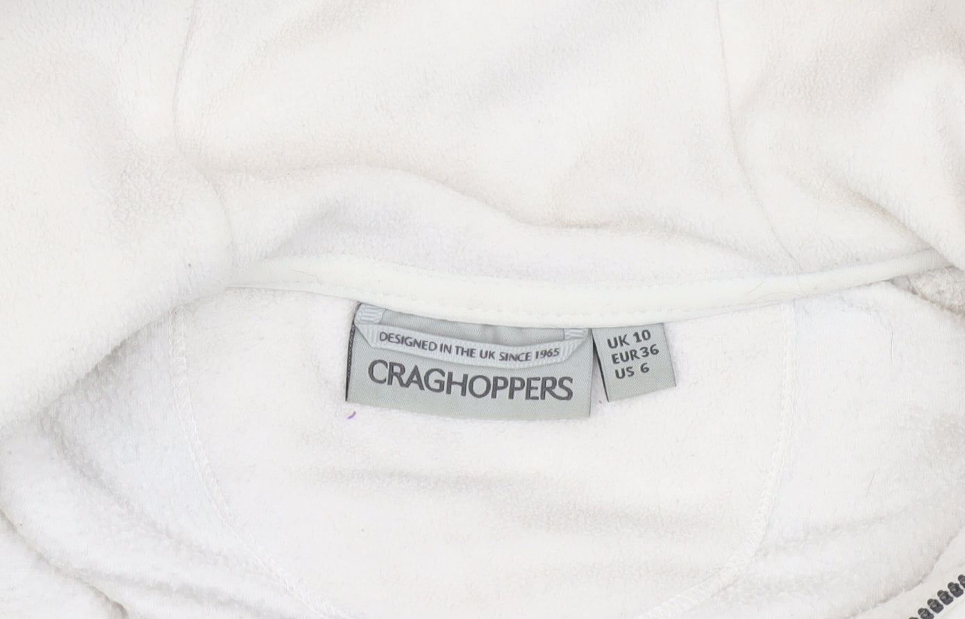 Craghoppers Women's Ivory Striped Fleece Hoodie, Size 10