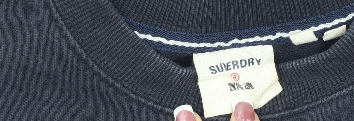 Superdry Women's Black Sweatshirt UK 8 with Logo Accents