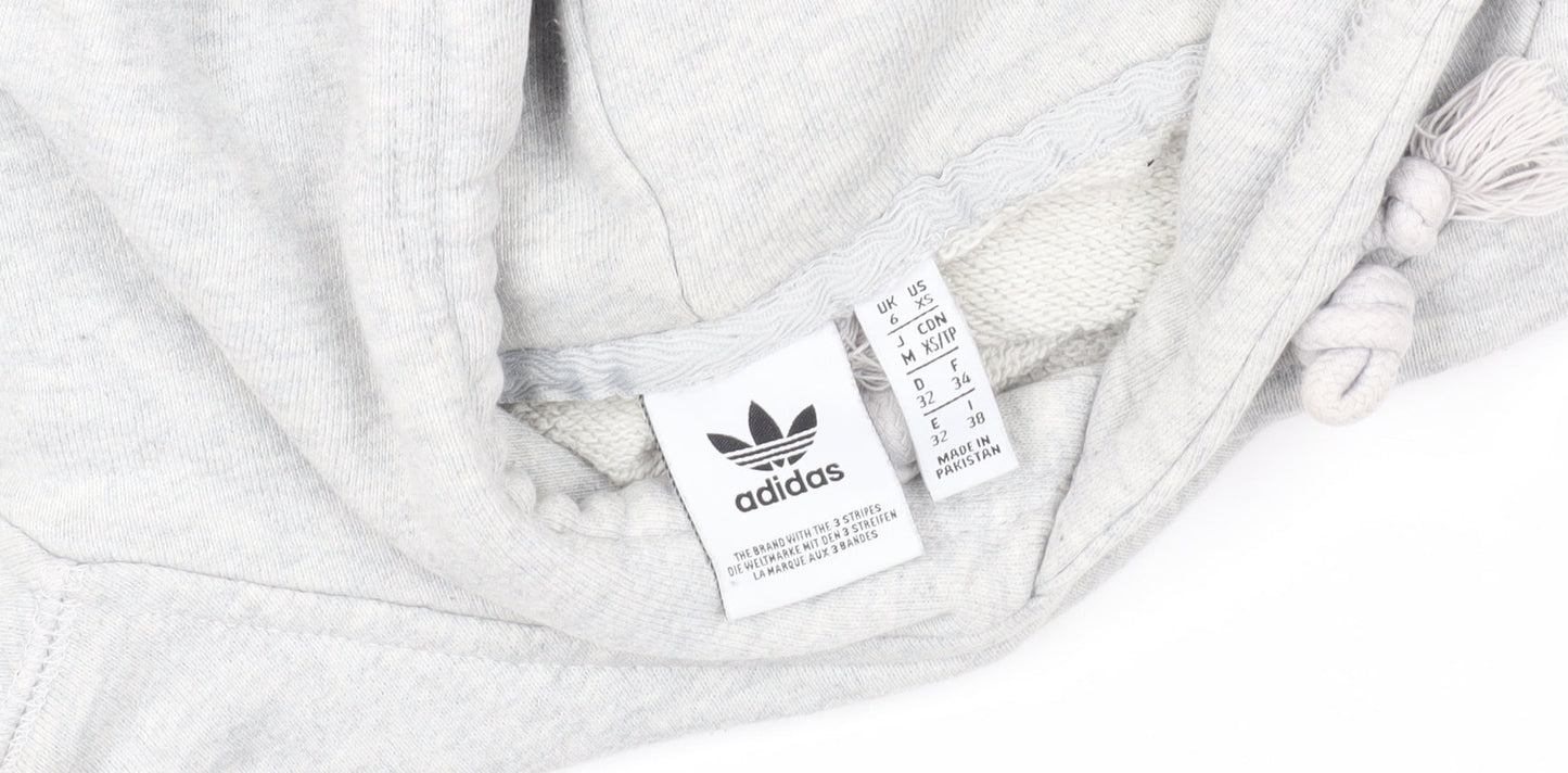 Adidas Womens Grey Pullover Hoodie XS Logo Casual