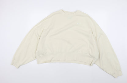 Nike Women's Ivory Pullover Sweatshirt, Size L, Logo Accent