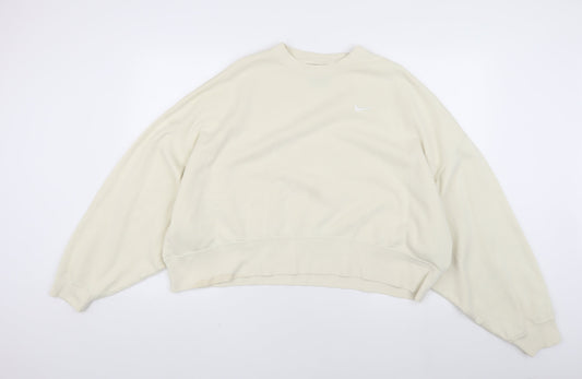 Nike Women's Ivory Pullover Sweatshirt, Size L, Logo Accent