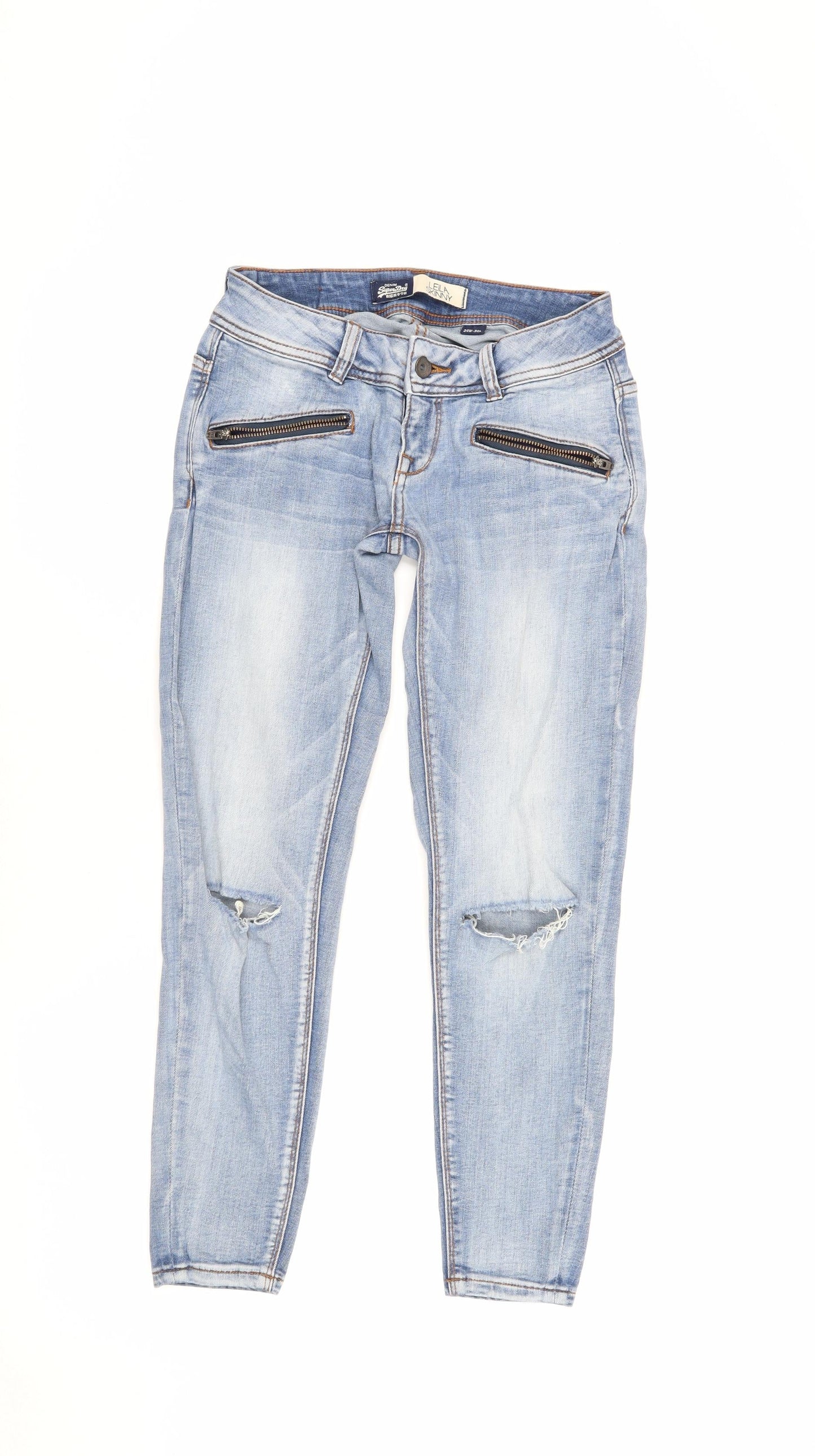 Womens UK Size 6 Superdry Regular Fit Skinny Blue Jeans