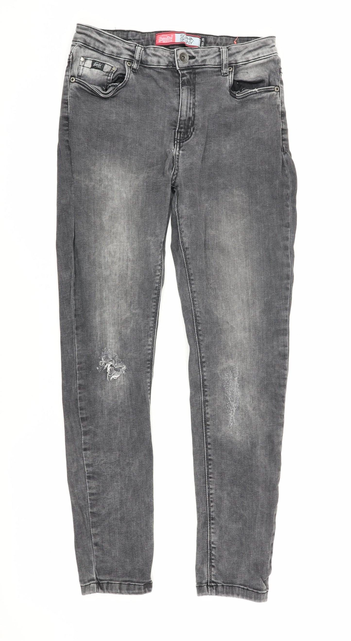 Womens UK Size L Superdry Slim Fit Skinny Grey Jeans