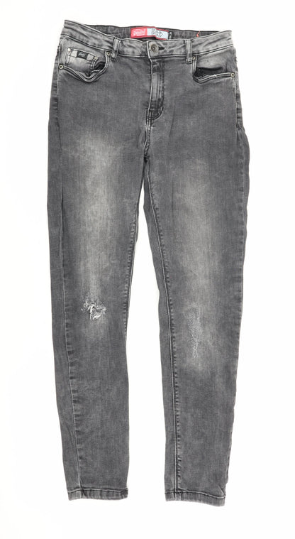 Womens UK Size L Superdry Slim Fit Skinny Grey Jeans