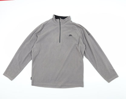 Mens UK Size L Trespass Grey 1/4 Zip Sweatshirt