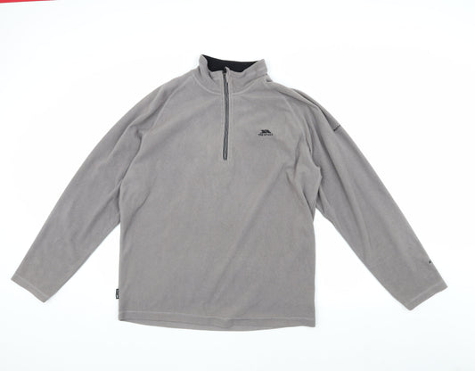 Mens UK Size L Trespass Grey 1/4 Zip Sweatshirt