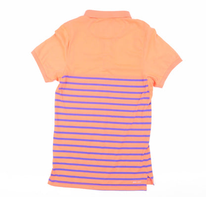 Nike Men's Orange Striped Polo XS
