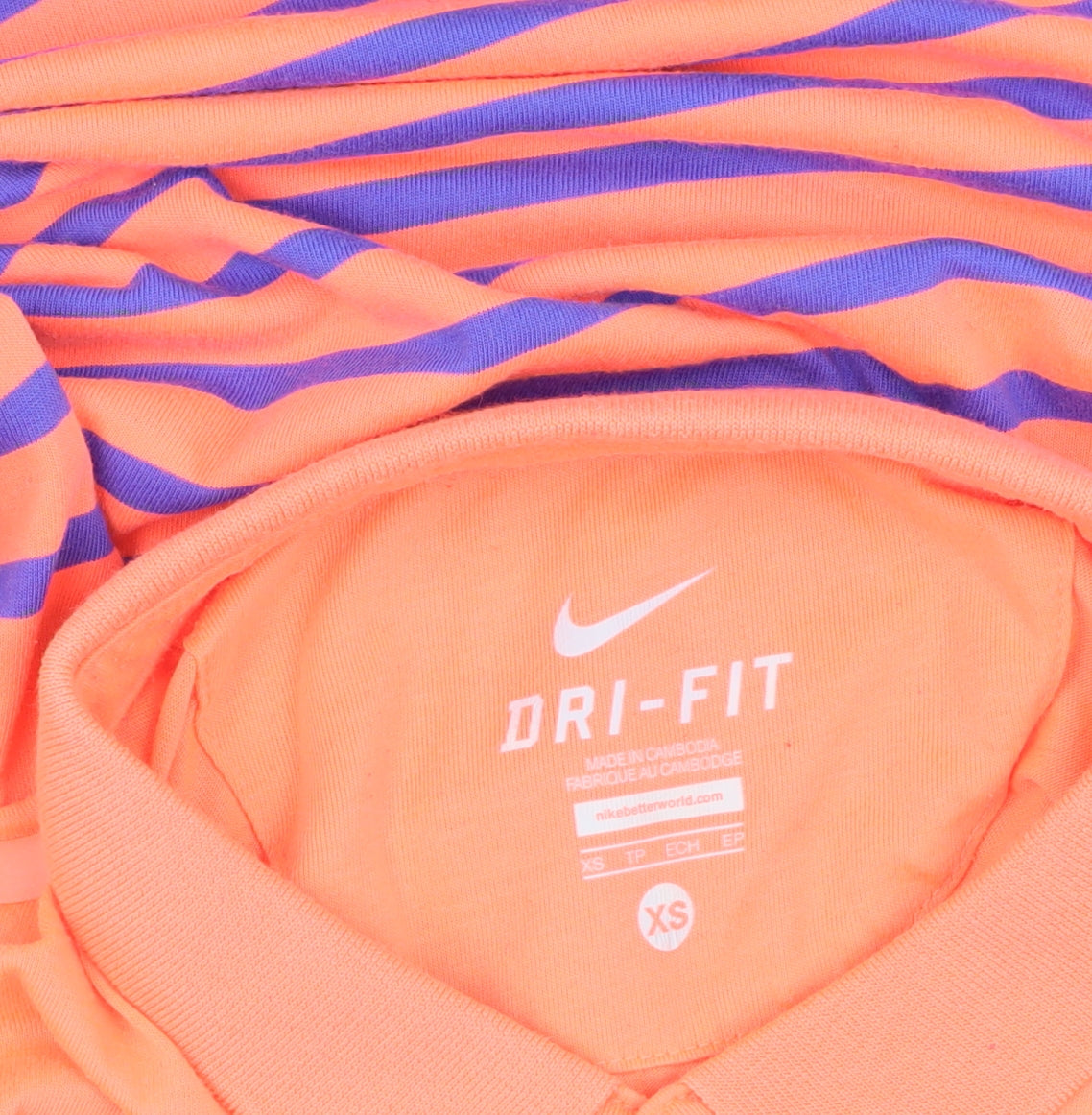 Nike Men's Orange Striped Polo XS