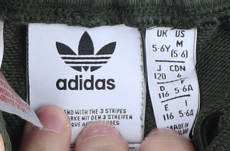 Adidas Boys Green Athletic Shorts 5-6 Years