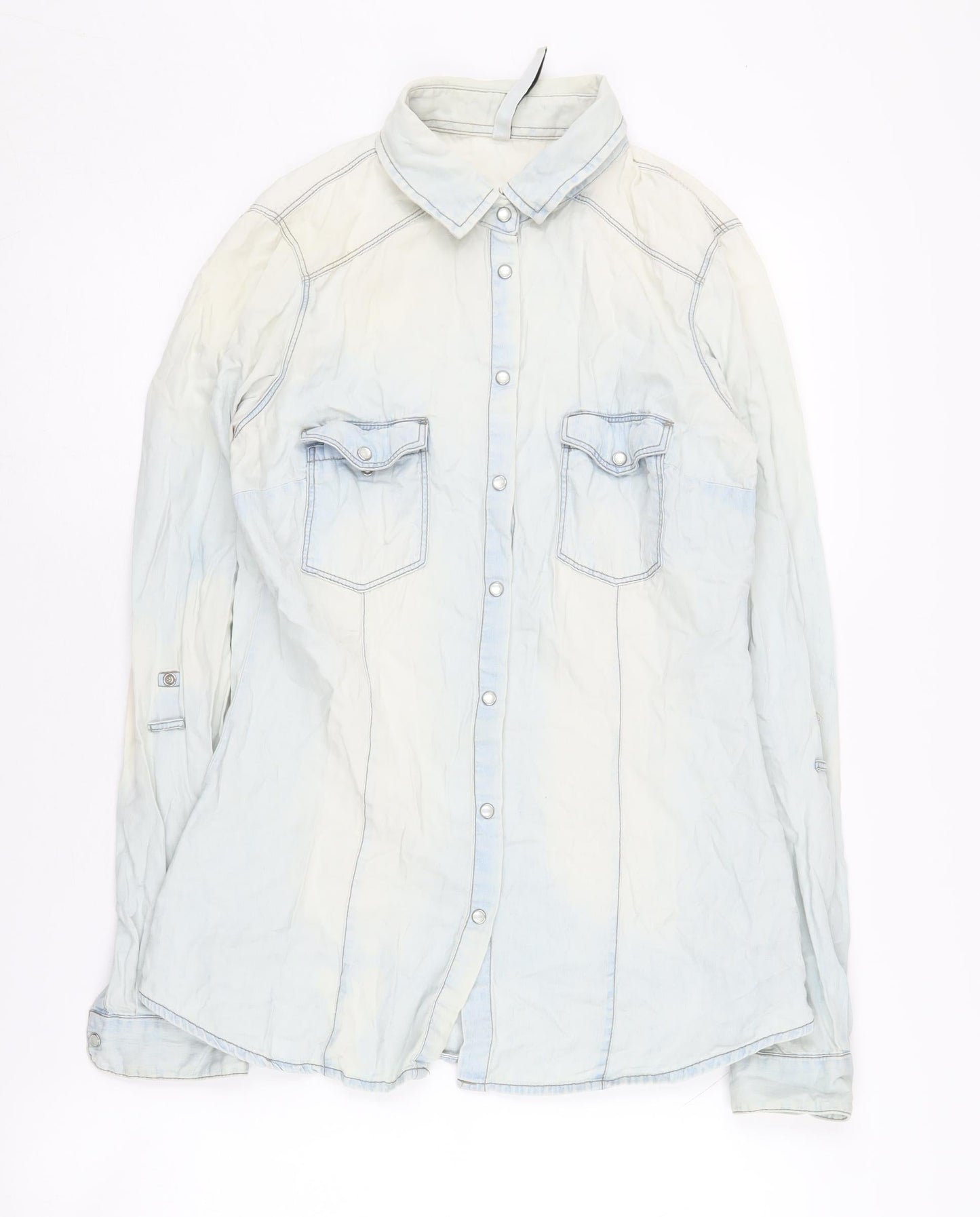 Womens UK Size S Stradivarius Blue  Button-Up