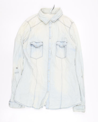 Womens UK Size S Stradivarius Blue  Button-Up