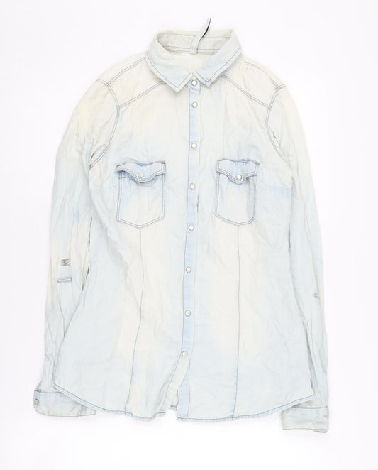 Womens UK Size S Stradivarius Blue  Button-Up