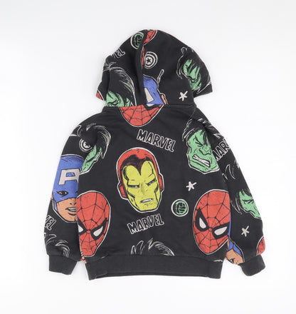 H&M Boys Black Marvel Pullover Hoodie 4-6 Years