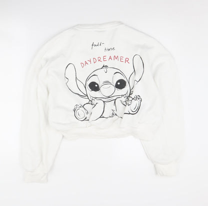Primark Disney Stitch Women's White Pullover Sweatshirt