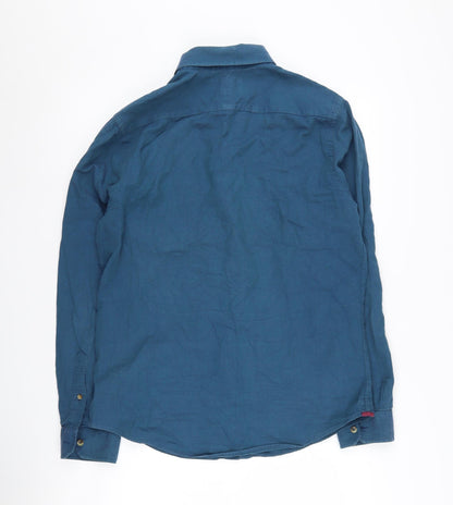 John Lewis Men's Blue Cotton Casual Button-Up Shirt