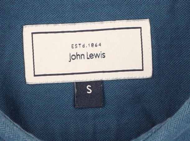 John Lewis Men's Blue Cotton Casual Button-Up Shirt