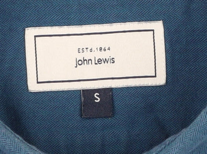 John Lewis Men's Blue Cotton Casual Button-Up Shirt