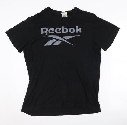 Reebok Men's Black Large Crew Neck Logo T-Shirt