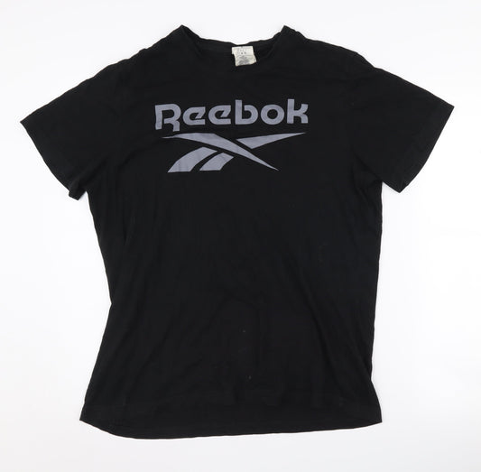Reebok Men's Black Large Crew Neck Logo T-Shirt