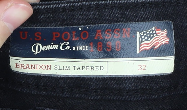 U.S. Polo Assn. Men's Black Slim Tapered Jeans 32