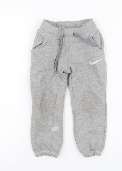 Nike Boys Grey Jogger Trousers XS Cotton Blend