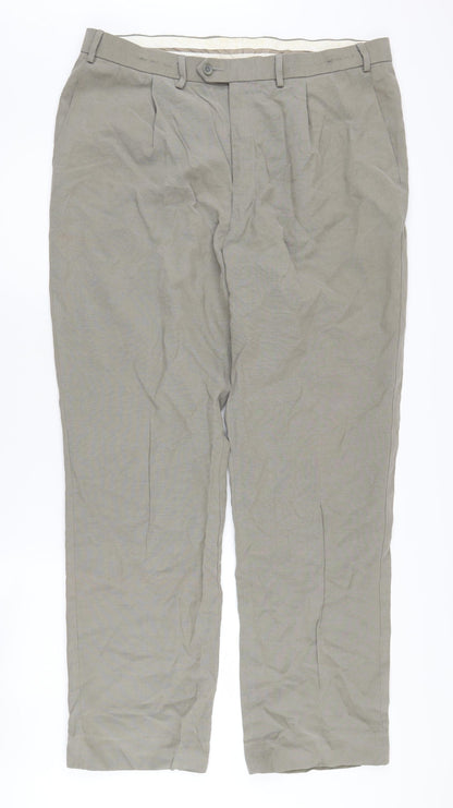 Marks & Spencer Beige Pleated Men's Trousers - 38 in Waist