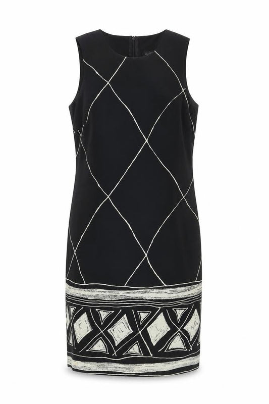 House of Fraser Women's Black Geometric Sleeveless Dress, Size 12