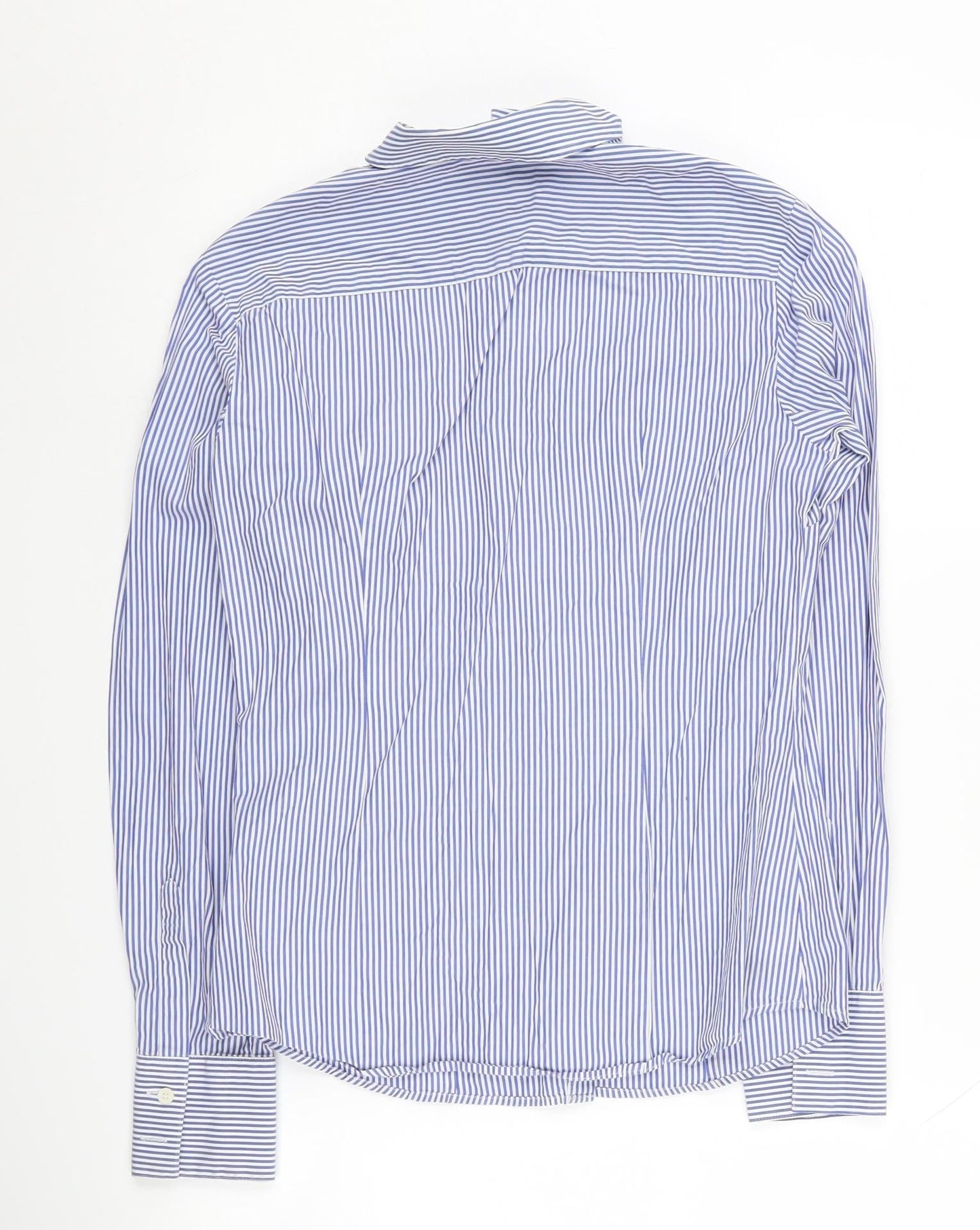 Austin Reed Women's Blue Striped Button-Up Shirt Size 8
