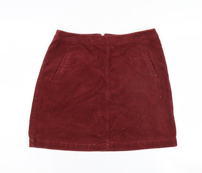 Oasis Women's Red Cotton Corduroy Pencil Skirt Size 10