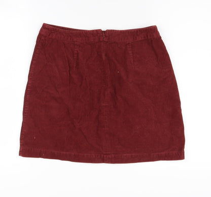 Oasis Women's Red Cotton Corduroy Pencil Skirt Size 10