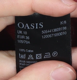 Oasis Women's Red Cotton Corduroy Pencil Skirt Size 10