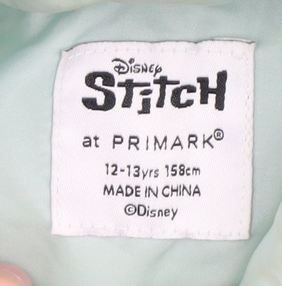 Disney Stitch Girls Green Puffer Jacket 12-13 Years