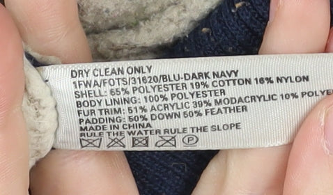 Fat Face Women's Blue Puffer Waistcoat Hooded Size 10