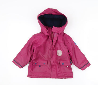 JoJo Maman Bébé Pink Girls Rain Jacket 12-18 Months